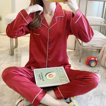 

Pijama Satin 2020 Women's Cotton Nightie Silk Pyjamas for Women Plus Size Pajamas Home Suit Solid Sleepwear Set Girls Nightwear