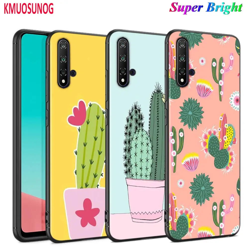 Модный черный чехол в полоску с изображением кактуса для Huawei Nova 5 3i P Smart Z Plus 2019 P30 P20