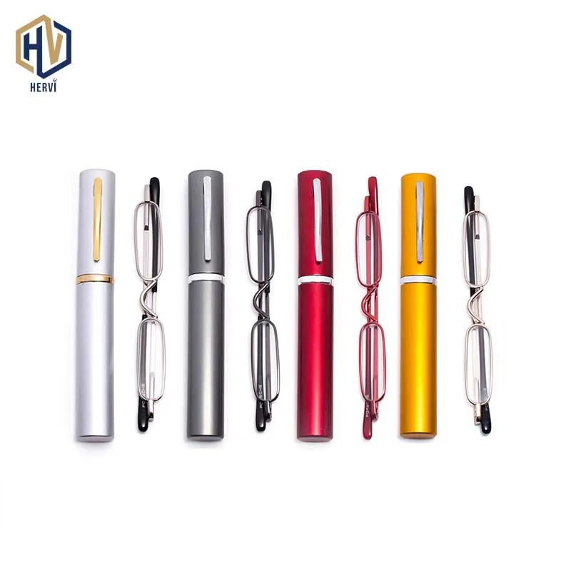 Mini Portable Pen Reading Glasses Metal Women Men Spring Leg Presbyopic With Tube Case +1.0 To +4.0 Unisex | Аксессуары для одежды