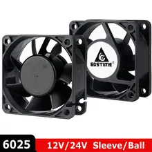 Gdstime – ventilateur de refroidissement sans balais pour boîtier d'ordinateur, 2 pièces, 60mm 6025 DC 12V 24V, 2 broches 60x60x25mm 6cm