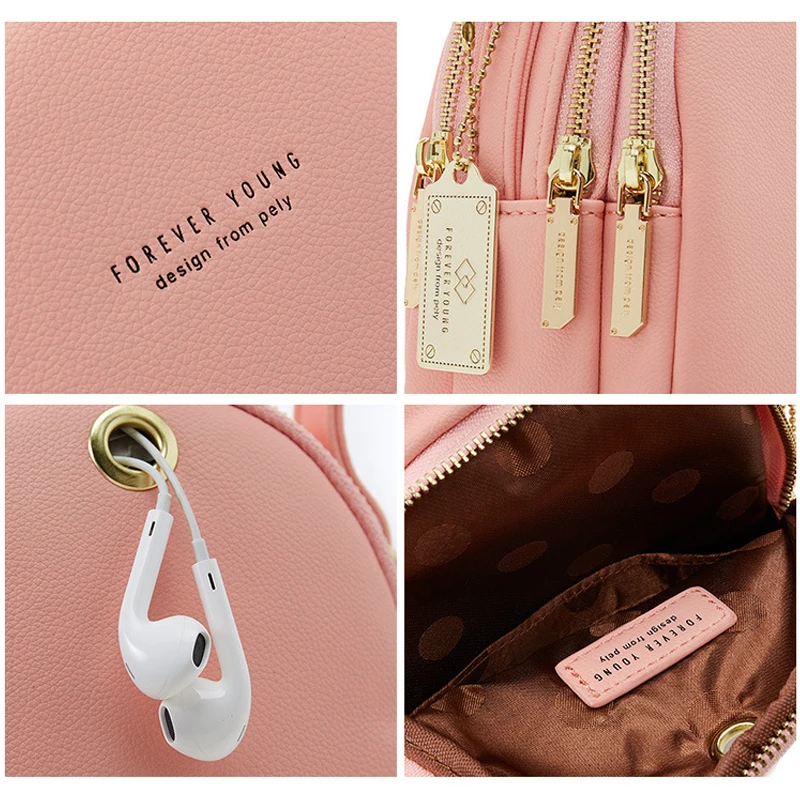 YIZHONG Leather Mini Backpack Purse for Women Ladies Bookbag Multi-Function Luxury Shoulder Bag Messgner Bags Mochila Feminina