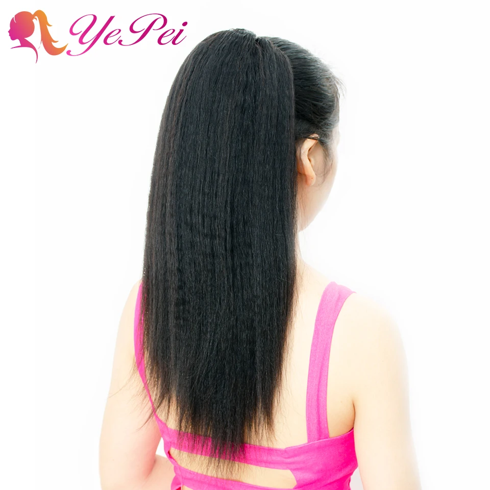 Кудрявый прямой шнурок конский хвост человеческие волосы бразильские волосы на заколках для наращивания натуральный цвет волосы remy Yepei конский хвост