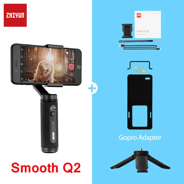 ZHIYUN Smooth 4 Q2 смартфон ручной 3 оси Gimbal стабилизатор Экшн камера Steadicam для телефона Gopro SJCAM pk DJI OSMO Карманный - Цвет: Q2 w adapter trip