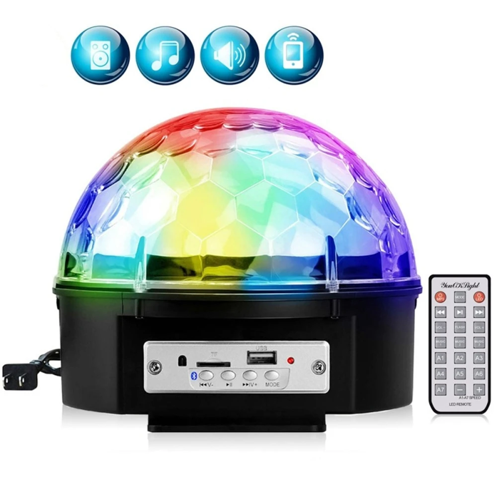

DJ Lights 9 Color LED Bluetooth Stage Lights DJ Stage Lighting Rotating Crystal Magic Ball Light Sound Activated Light USB Xmas