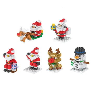 

Christmas Decoration Tree House Tiny Particle Christmas Figure Santa's Sleigh Model Building Blocks Toys For Children Gifts