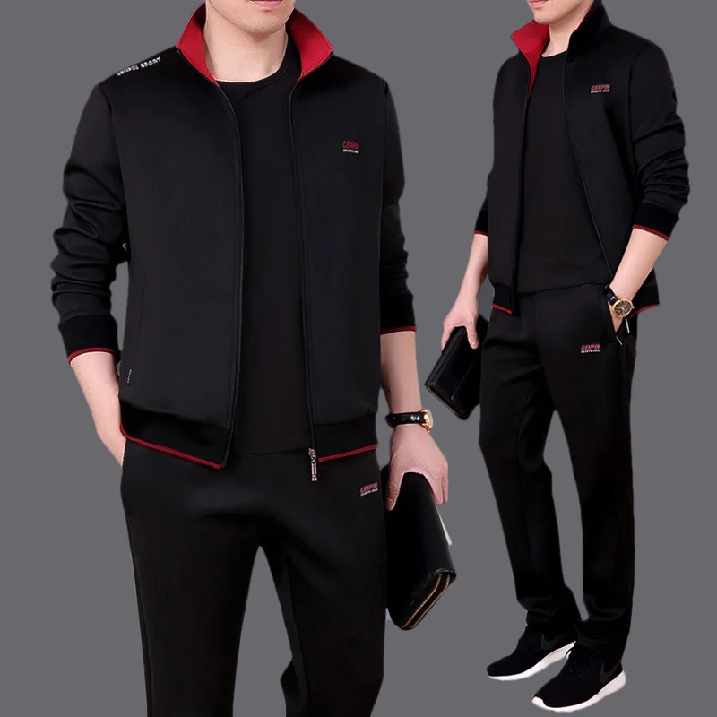 

Large Cargo Special Offer Middle-aged Sports Set Men Sports Clothes Three-piece Set Spring And Autumn Daddy Clothes Men's Sports