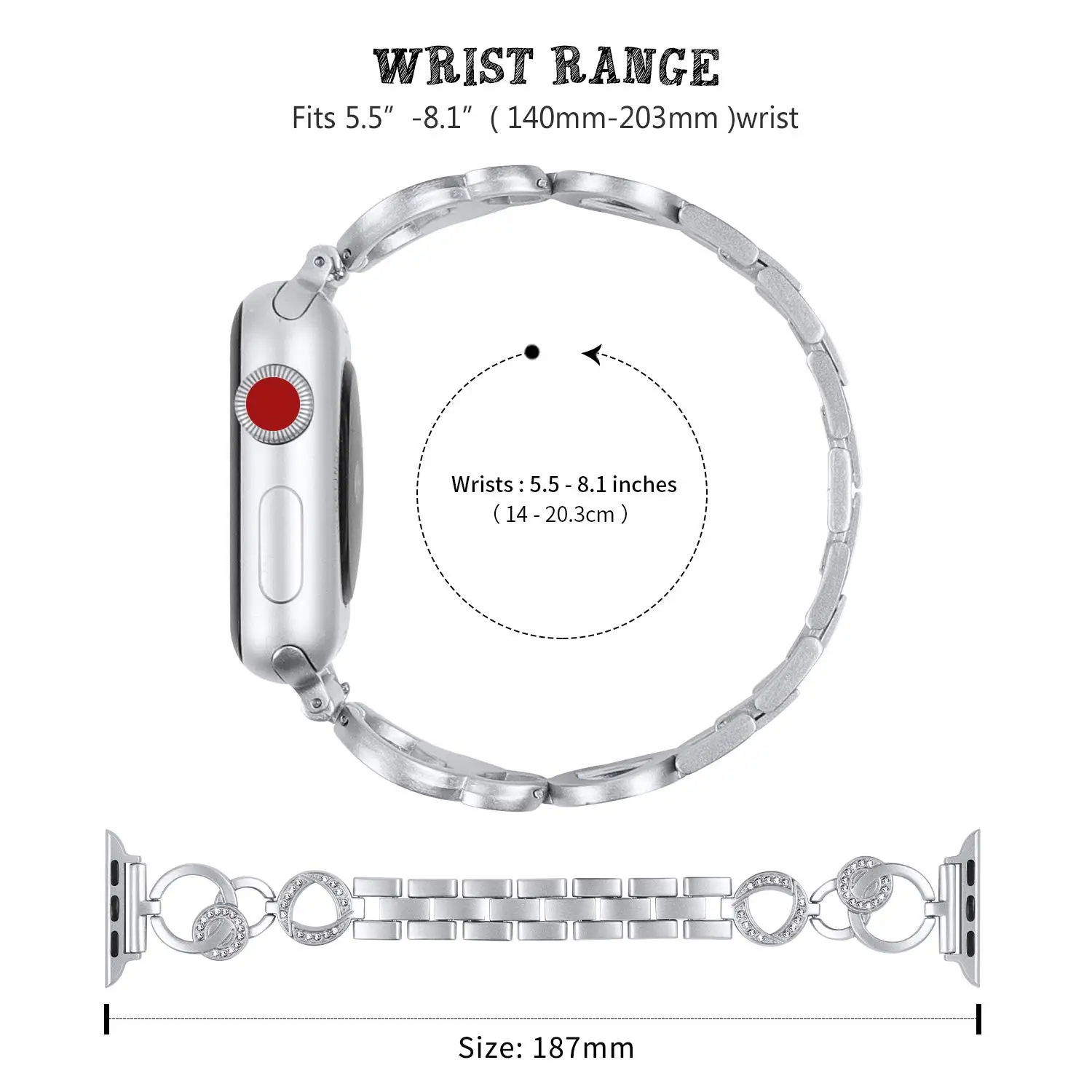 Ремешок из нержавеющей стали для Apple Watch 38 мм 42 мм 40 мм 44 мм бриллиантовый ремешок розового золота для женщин сменный ремешок для iwatch 5 4 3 2