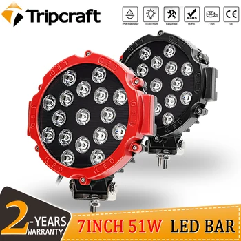 

Tripcraft LED work light 12V 24V Driving lights headlamps for off road Truck Tractor ATV SUV auto 4WD 4x4 UAZ ramp 51W spotlight