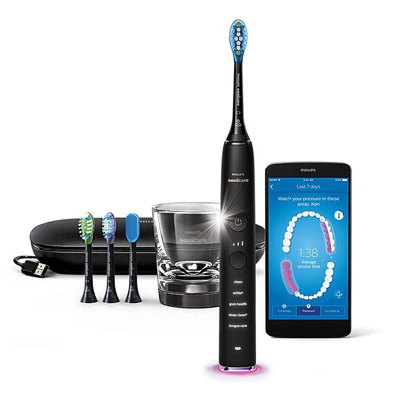 Philips умная звуковая зубная щетка Sonicare HX9924/12 Алмазная чистая Поддержка приложения с интеллектуальной головкой щетки зондирования 5 режимов