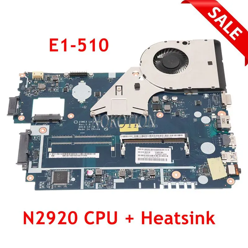 NOKOTION NBC3A11001 NB.C3A11.001 laptop motherboard For Acer aspire E1-510 Z5WE3 LA-A621P Main board N2920 CPU full tested | Компьютеры и