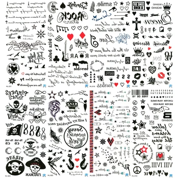 

5PCS / Set Moon Tattoo Chest Letter Tatoo Temporales Mujer Gun Temporary Heart Temporaire Homme Dandelion Waterproof Skull