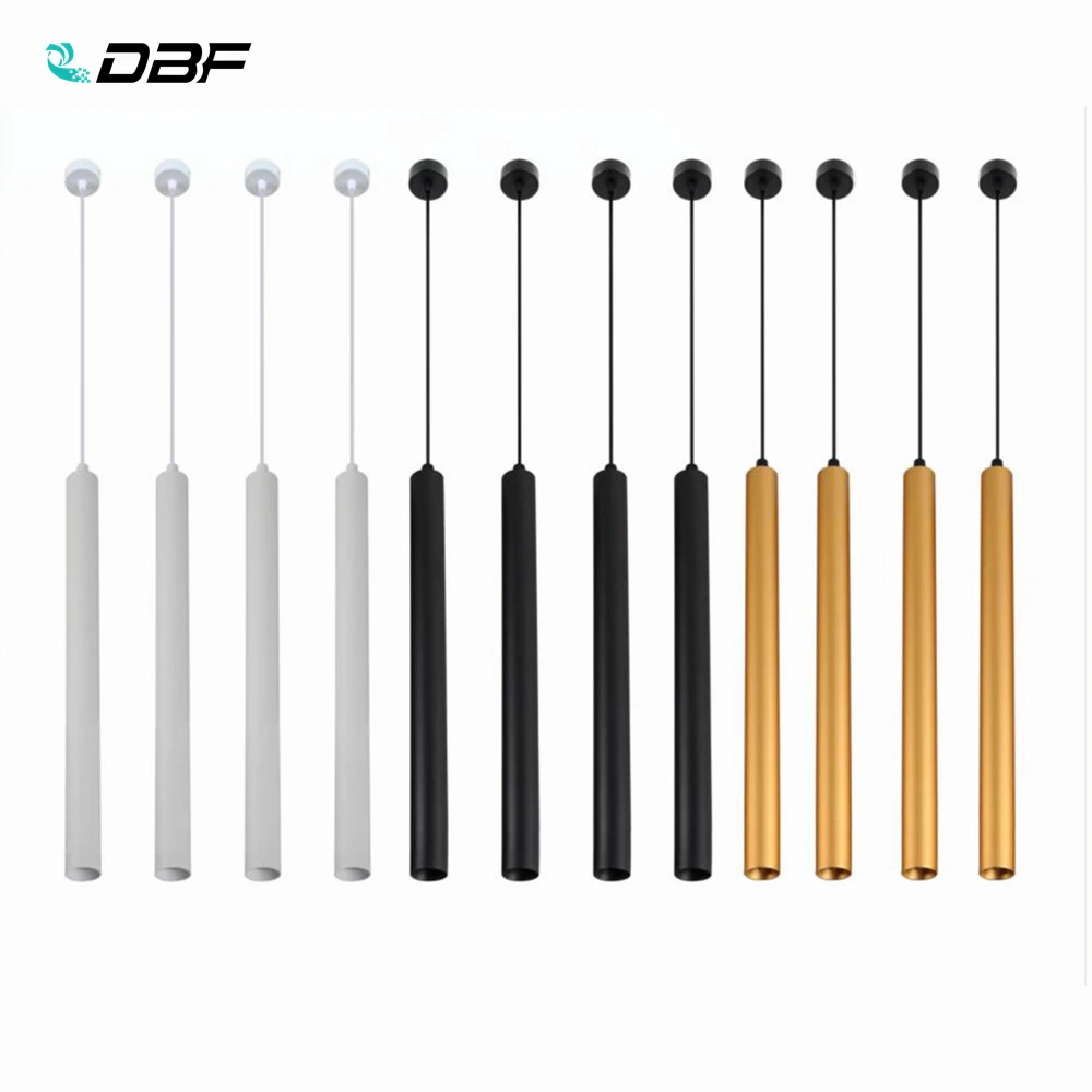 

[DBF]Long Tube LED Pendant Light Black/Gold/White 1m Wire Hanging Mini Spot Lamp Kitchen Dining Room Bar Counter Shop Spot Light