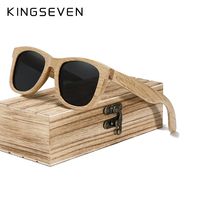 KINGSEVEN Fashion Men Handmade Natural Wooden Sunglasses Polarized Sunglasses Anti-UV400 Wood Oculos de sol feminino Eyewear - Image 8