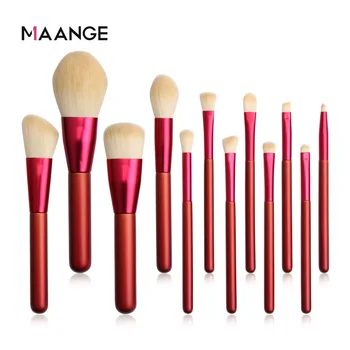 

MAANGE 12pcs Soft Synthetic Fibers Hair Make Up Brushes Lip Eyelash Powder Blending Large Brush Essential Set Tool