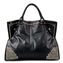 Женские сумки с заклепками большой емкости, повседневная сумка-тоут, женские Сумки из искусственной кожи, женские сумки на плечо, Bolsa Feminina, черная сумка, основной# T2