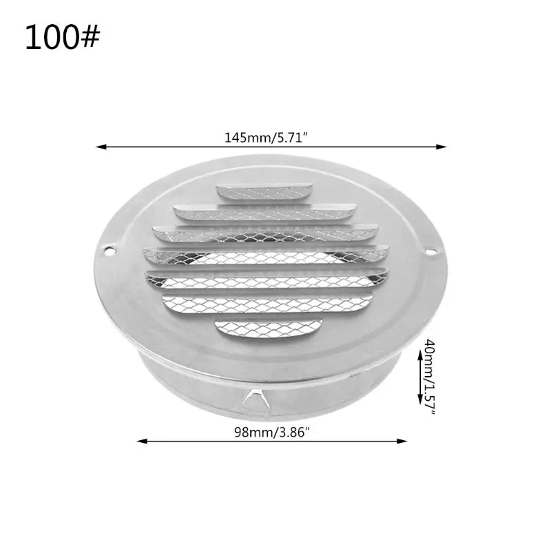 Нержавеющая сталь наружные стены вентиляционные решетки круглый воздуховод вентиляционные решетки 70 мм, 80 мм, 100 мм, 120 мм, 150 мм, 160 мм, 180 мм, 200 мм, мм - Цвет: 100mm