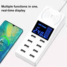 8 портов беспроводной настольный USB адаптер для дома высокотоковое зарядное устройство для телефона цифровой дисплей 2.4A док-станция Быстрая зарядка широкополосное напряжение