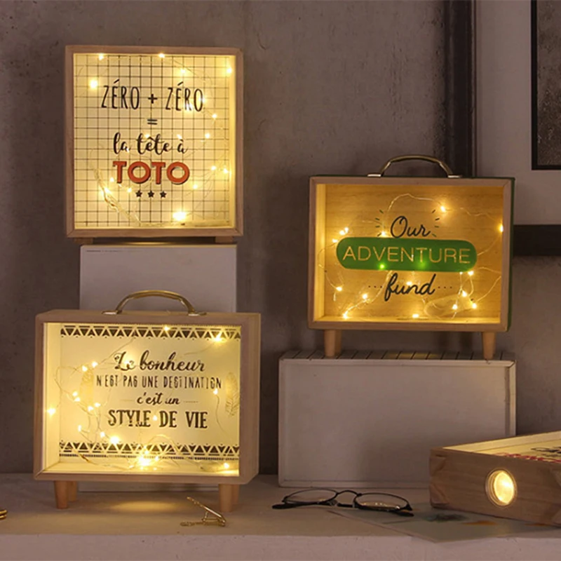 1pc Wooden Money Bank Money Boxes Piggy Banks Home Decor Gift Kids