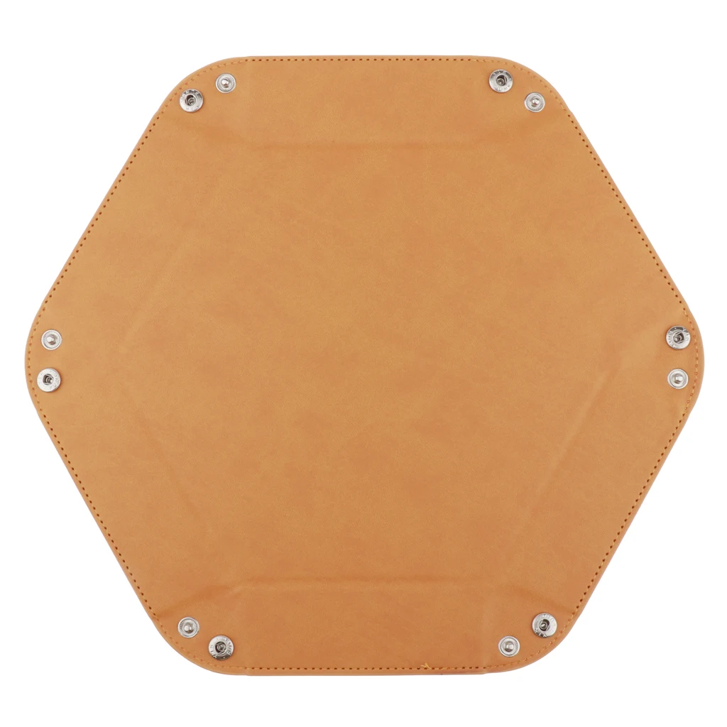 Dice Holder PU Leather Folding Hexagon Tray for RPG, DND and Other Table Games