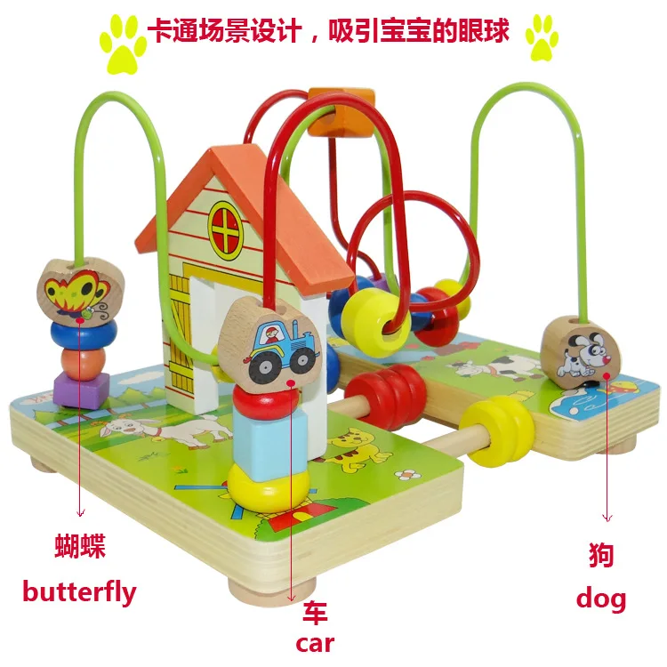 Manufacturers Direct Supply yi know joy Wooden Farm Large Bead-stringing Toy Children'S Educational Early Childhood Toy