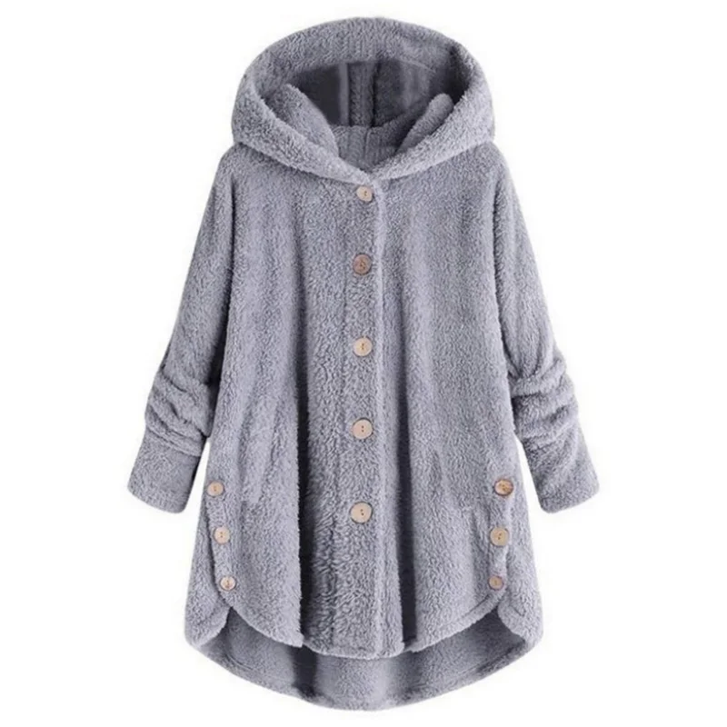 

Winter Women Warm Fluffy Coat Overcoat Button Jackets Tops Outwear Loose Sweater JS26