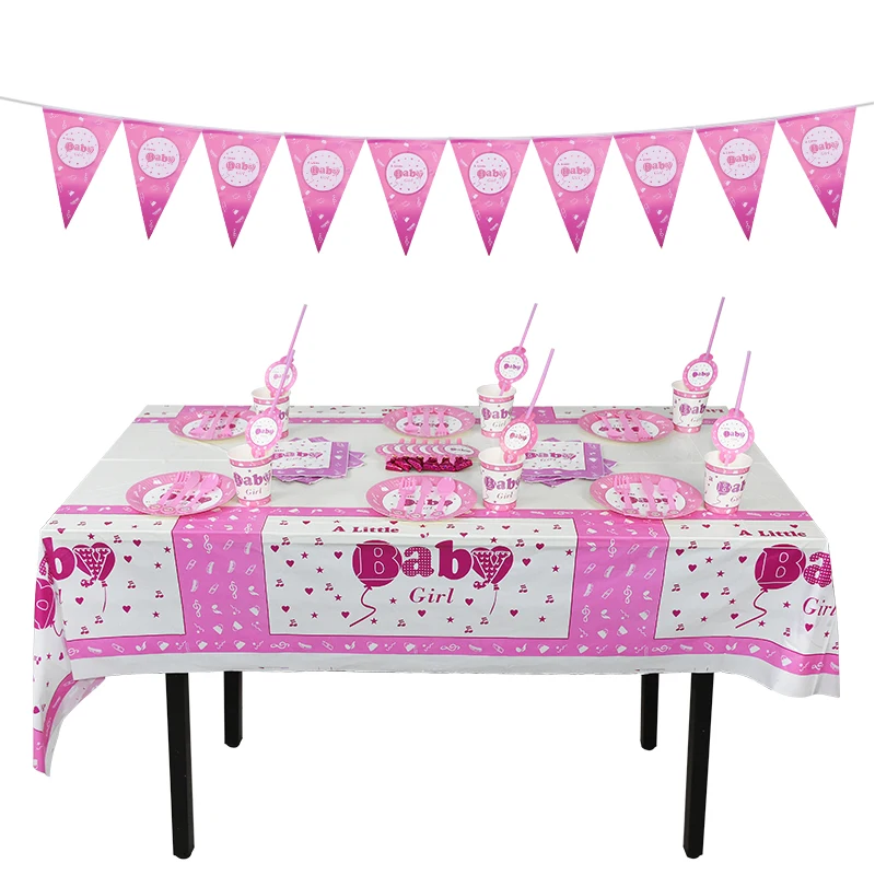Девочка/Вечеринка для мальчика день рождение Декор принадлежности пол раскрыть одноразовые наборы посуды синие/розовые бумажные тарелки и стаканы украшения торта