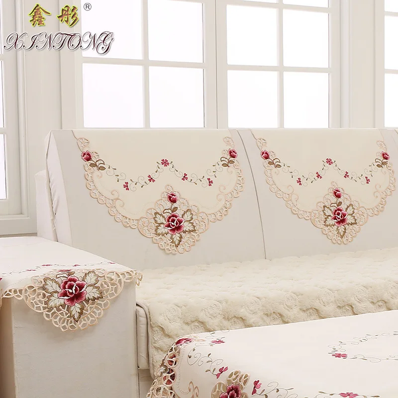 

1017-European Countryside Embroidery Sofa Cover, Backrest Towel, Armrest Towel