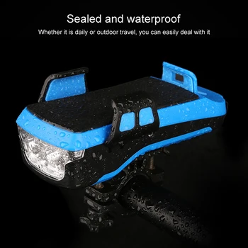 

4 in 1 Bicycle Front Light with Bike Horn Phone Holder Powerbank Waterproof for Cycling SGA998