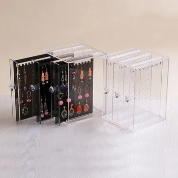 

Dustproof Transparent Acrylic Earrings Jewelry Storage Box Women Jewelry Display Stand Rack DEC889