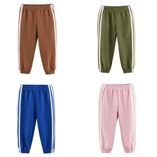 Спортивные штаны для малышей, От 1 до 9 лет, Детские повседневные штаны для мальчиков и девочек, летние длинные штаны для мальчиков, тонкая свободная одежда в полоску для маленьких мальчиков