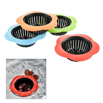 

4PCS Plastic Sink Strainer Kitchen Flower Anti-blocking Filter Basket Leaking Wash Basin Net