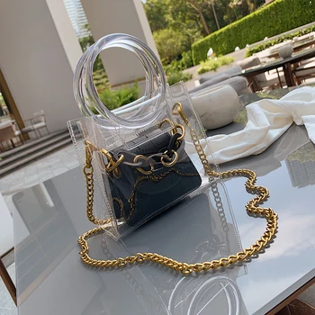 

Chic style Summer Women PVC Beach Bag Waterproof Transparent Bags Fashion Handbags Composite Bag female Shoulder Messenger Bag
