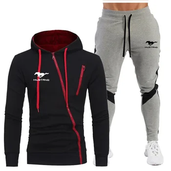

2002 new Mustang clothing men's Pullover Sweater cotton men's sportswear Hoodie two piece set pants sportswear autumn winter