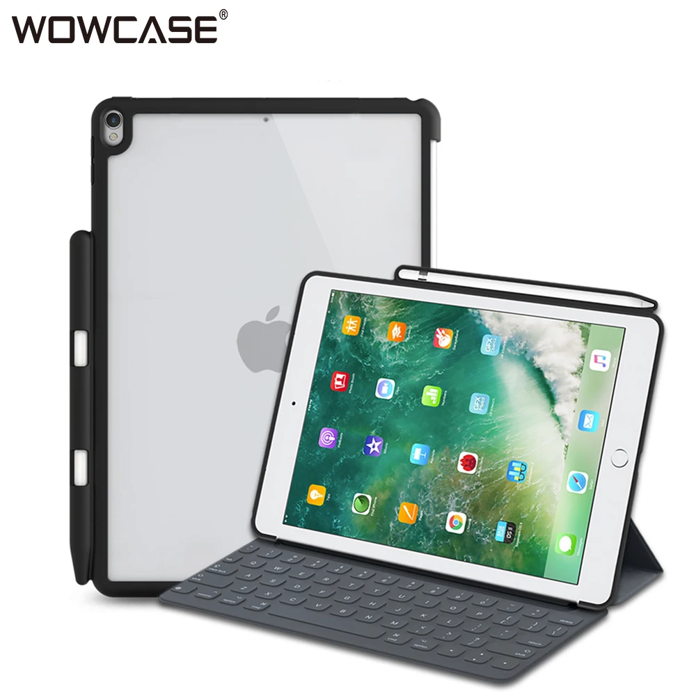 Tanie Etui do ipada Pro 10.5 WOWCASE twarde obudowy na tył pojemnik na ołówki idealne dopasowanie inteligentna klawiatura Slim tylna pokrywa dla iPad Air 3 2019