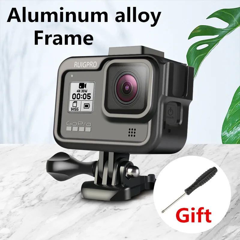 Aluminum alloy Frame Go Pro 8 60M Водонепроницаемый чехол на лобовое стекло силиконовый чехол для дайвинга фильтр сумка для Gopro Hero 8 черный аксессуары для экшн-камеры - Цвет: Aluminum alloy Frame