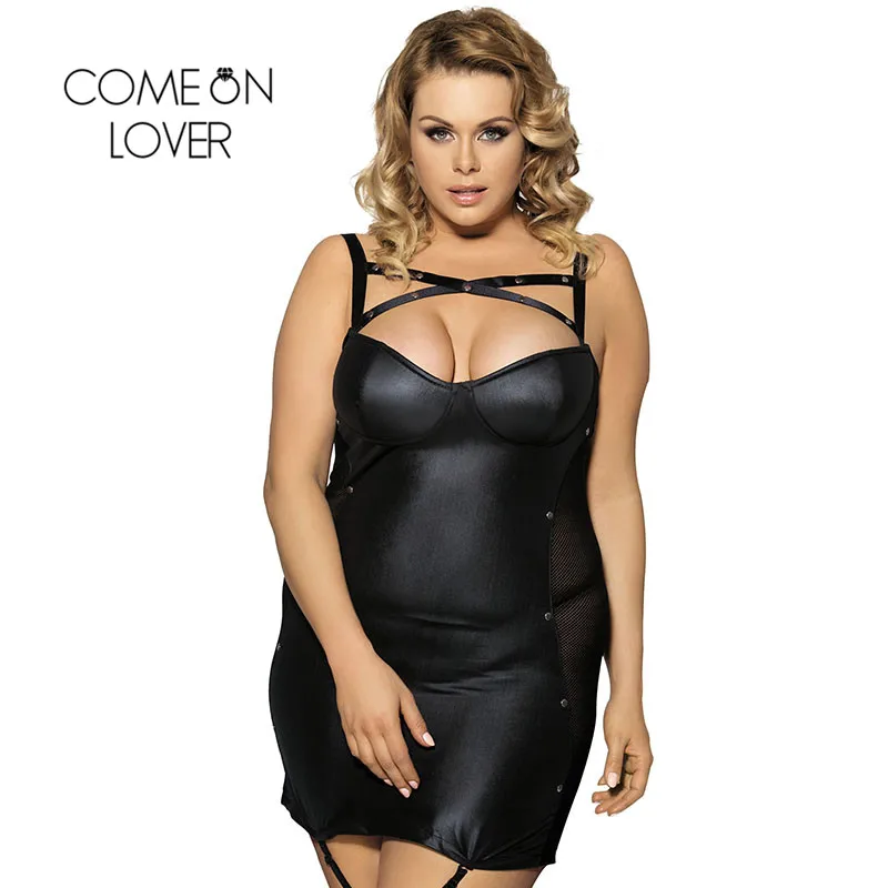 Женское платье с заклепками Comeonlover пикантное кожаное нижнее белье размера плюс