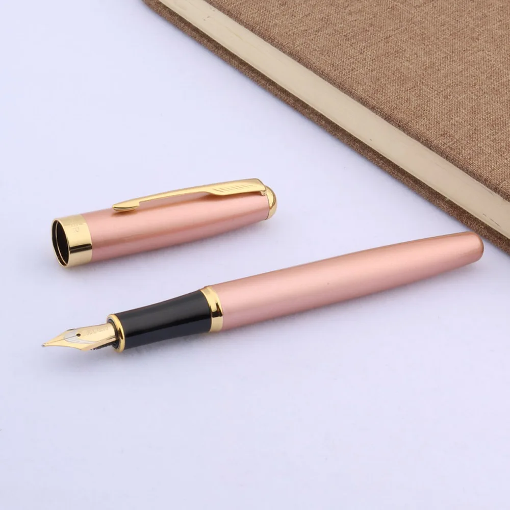 Ручка перьевая металлическая с розовым и золотым наконечником 388|blue fountain pen|fountain