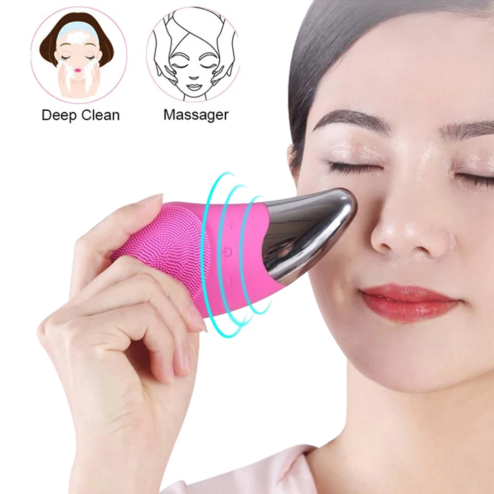 

Facial Cleansing Wash Cleansing Brush Silicone Skin Care Device Electric Exfoliating Blackhead Pore Cleaner Brush