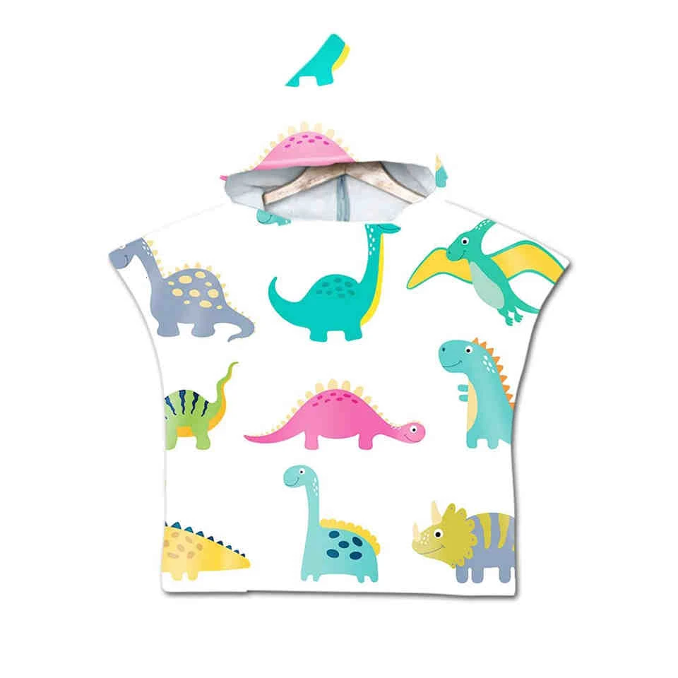 GRIDILANGO/милый зеленый плащ с капюшоном и рисунком динозавра, банное полотенце с принтом животных из микрофибры для мальчиков и девочек, полотенце для плавания