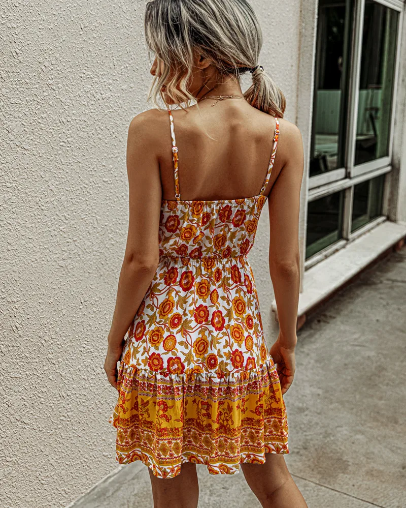 Print Flower Women Dress Sling Bohemian Beach Sexy Mini Dress Women Fashion Slim Summer Short Female Party Dresses 2020 DR1978 (9)