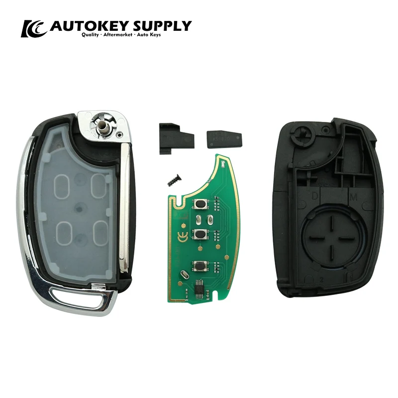 Компания autokey Supply Прямая с фабрики. Для hyundai 2+ 1 кнопки дистанционного флип ключ полный FSK 433 МГц чип: 4D60 80 бит AKHKC404