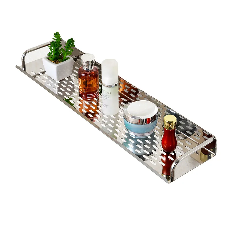 

304 Stainless Steel Mirror Tray Kitchen Shelves Storage Rack Seasoning Supplies Spice Rack Wall Hangers Hole Punched