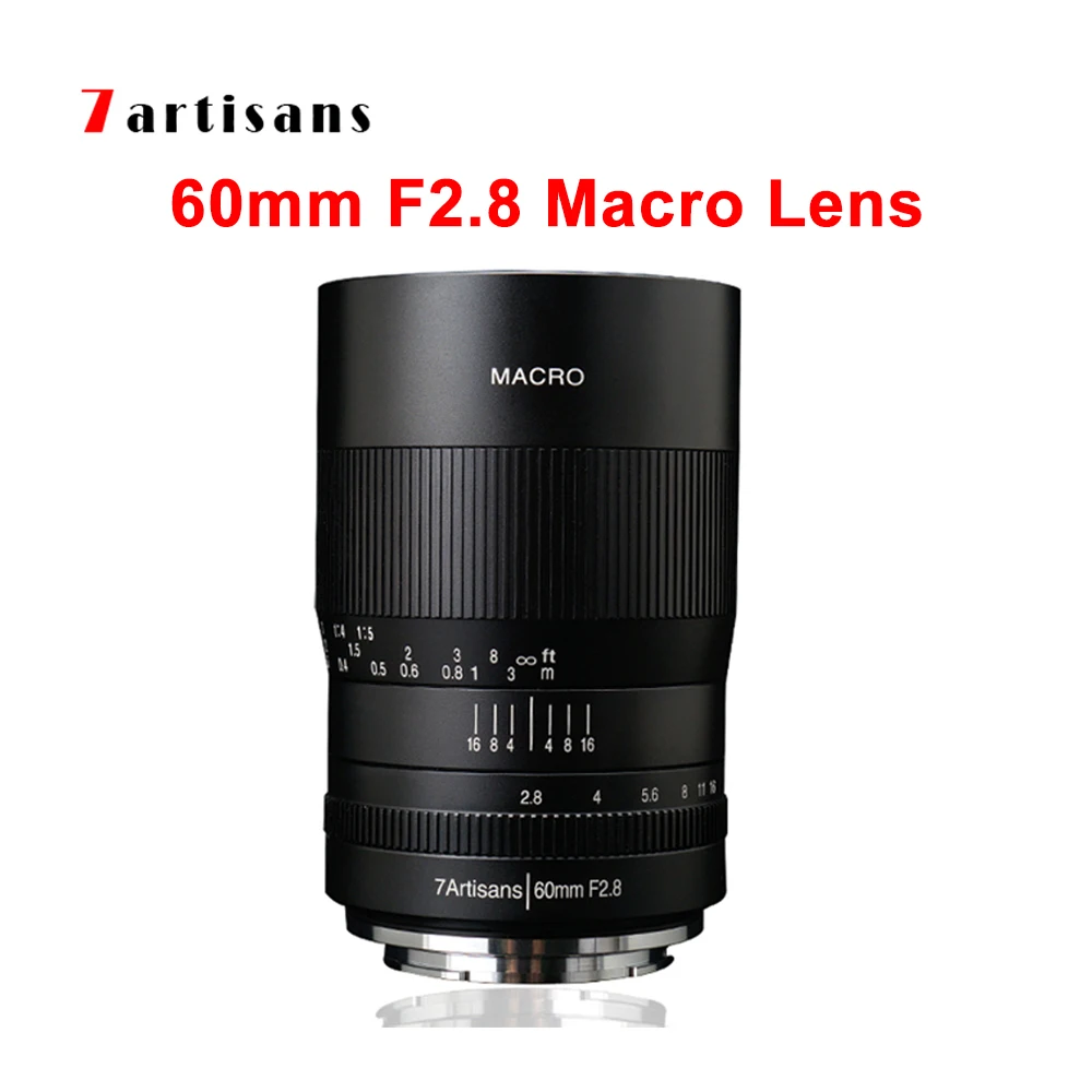 7Artisans 60Mm F2.8 Obiettivo Macro 1:1 Ingrandimento Messa A Fuoco Manuale Obiettivo Della Fotocamera Per Canon Eos-M/Rf/Sony E/Fuji/M43/Nikon Z Moun