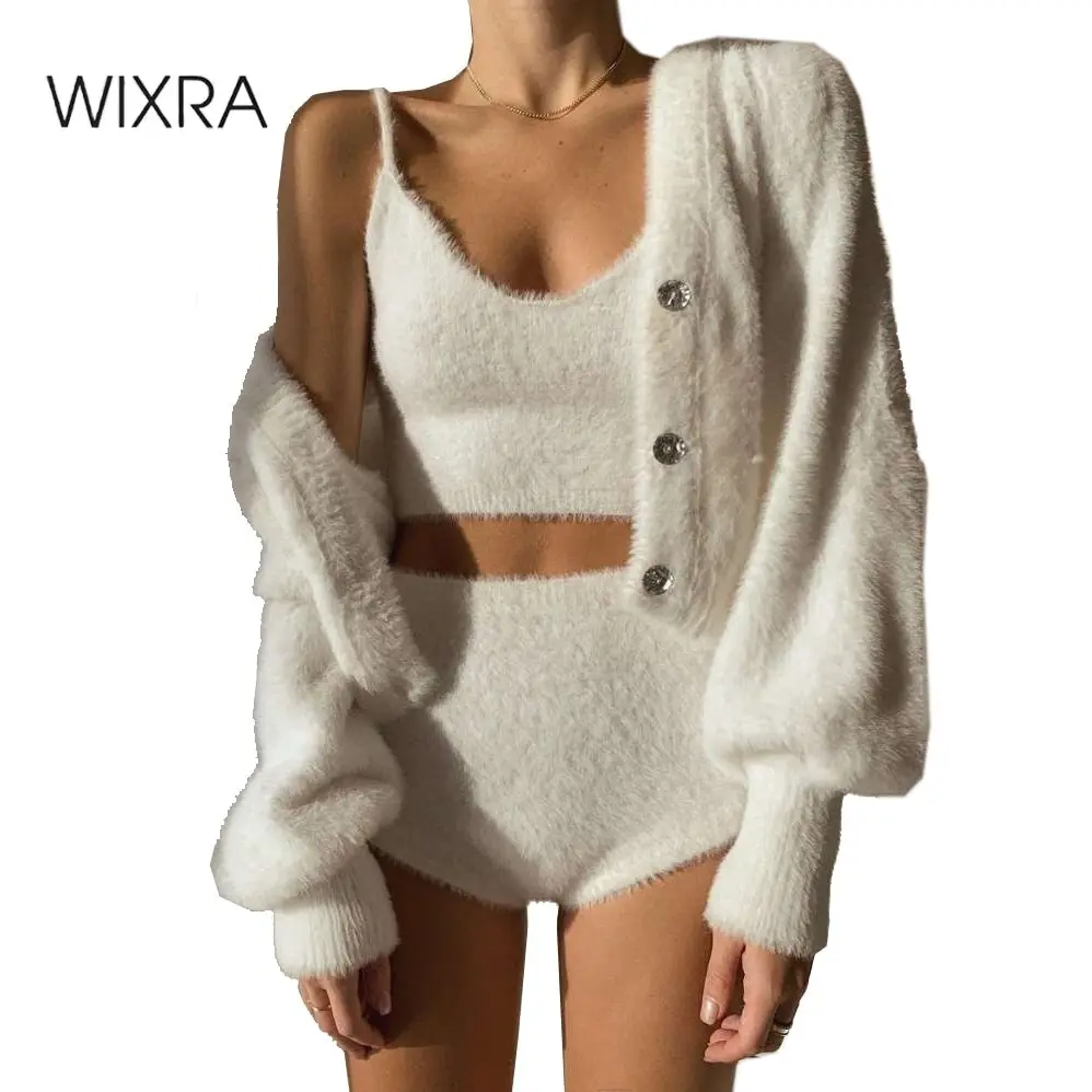 Wixra/женские костюмы Домашняя одежда из мохера Кардиган с длинными рукавами +