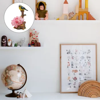 

1pc Flower Pot Lighted Bird Desktop Ornament Resin Adornment for Home Office