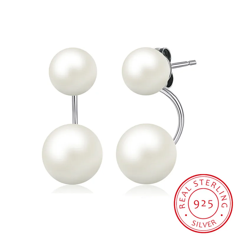

Freshwater Pearl Jackets Stud Earrings 925 Sterling Silver Earrings For Women Korean Earrings Fine Jewelry 2019