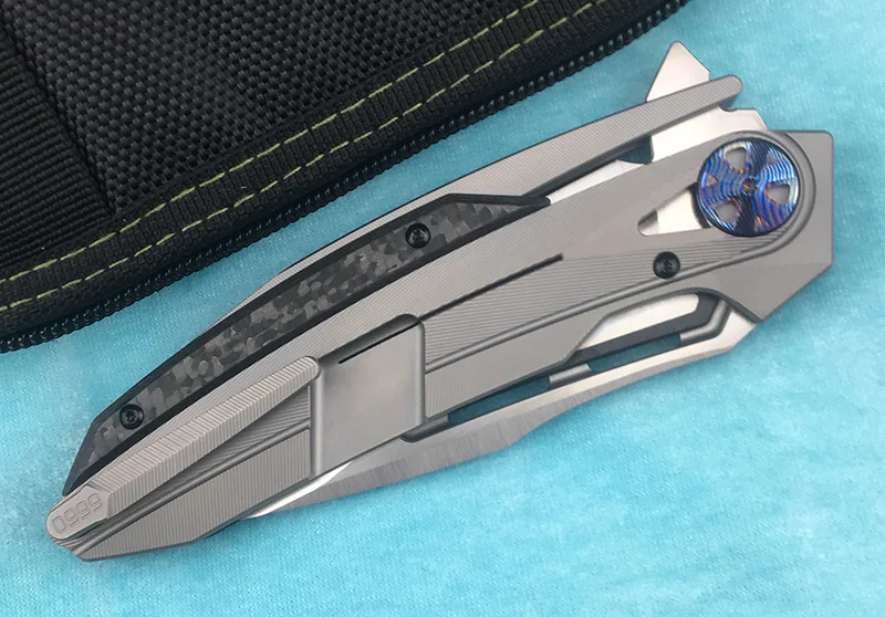 LEMIFSHE ZT0999 Флиппер складной нож M390 лезвие титановый сплав+ рычаг CF открытый кемпинг кухонный Фруктовый Нож EDC инструмент