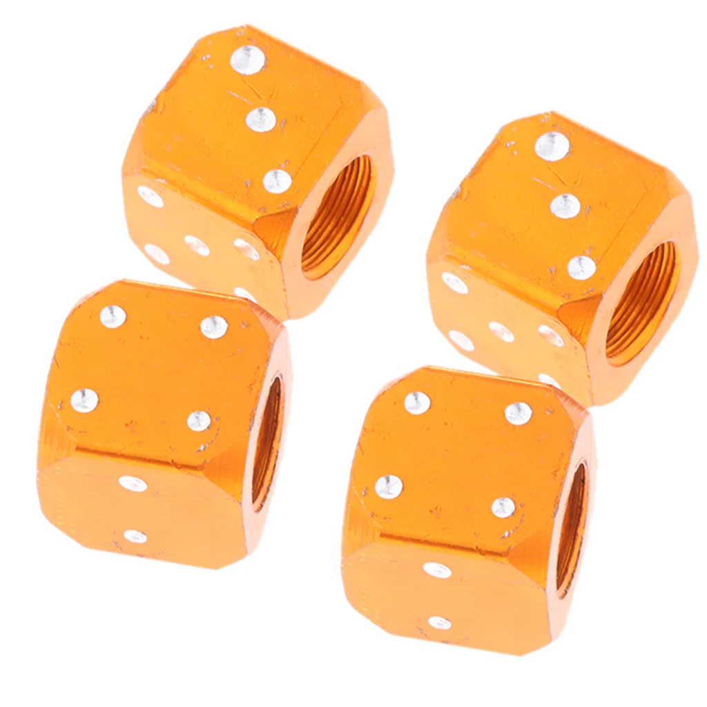 4 Pcs. Car Valve Caps Tire Valve Caps Dustproof Cover, Orange, Cubic