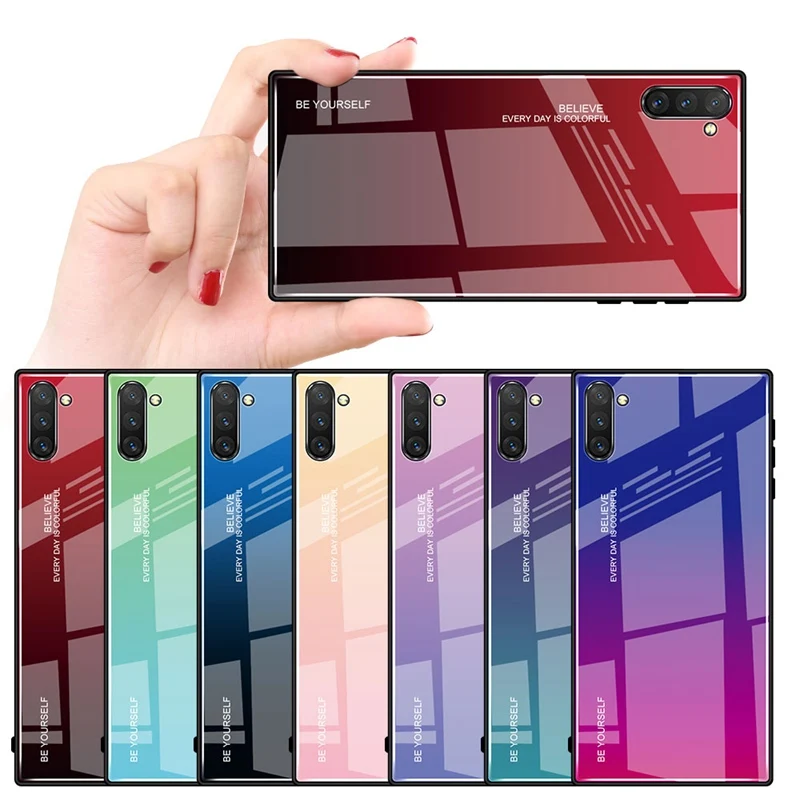 Чехол из ТПУ и закаленного стекла градиентного цвета для Samsung Galaxy Note 10 Модный