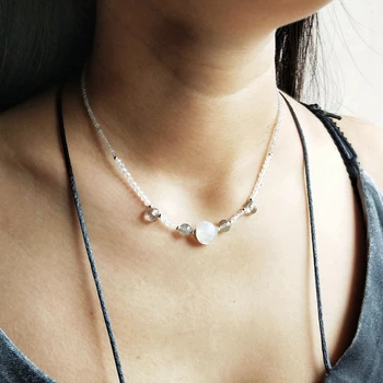 

LiiJi Unique Genuine Stone Moonstone Labradorite S925 Sterling Silver Delicate Necklace For Women Jewelry Dropshipping